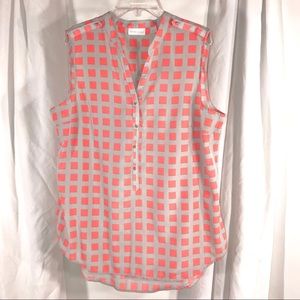 NY & Co Sleeveless Squares Pattern Top, Size Large